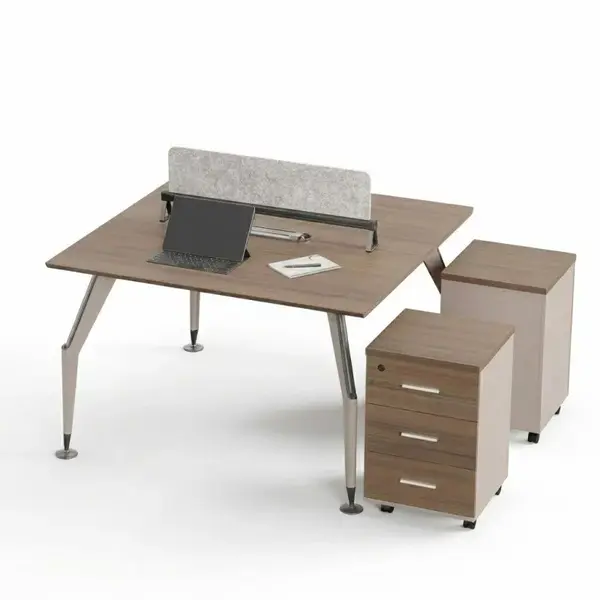 Birou operațional Noblesse F1412A cu sertare mobile si 2 locuri &ndash; H750 x L1400 x l1200 mm