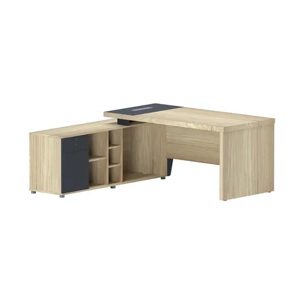 Birou pe colt stanga Lotus Natural 160x160x75cm