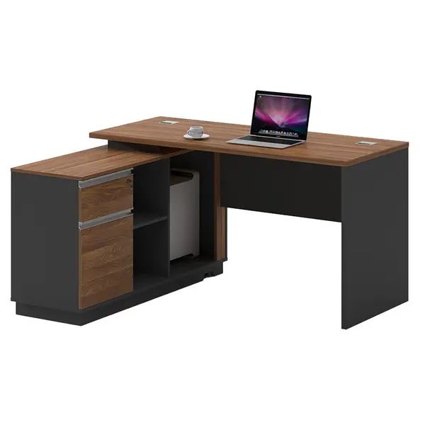 Birou pe colt stanga Oscar nuc - antracit 160x140x76cm