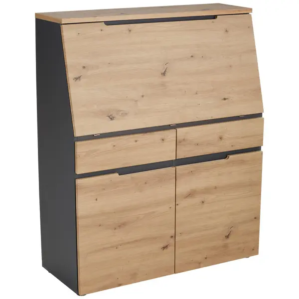 Birou Secretar in grafit, stejar Artisan