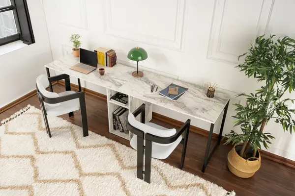 Birou Twin Study Desk Galben