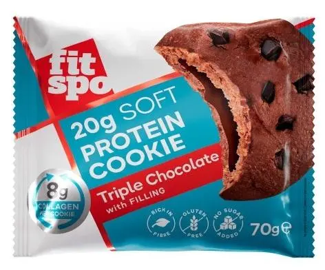 Biscuit proteic, triplă ciocolată, 70 g, FitSpo