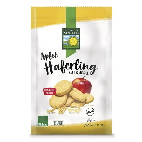 Biscuiti Bio Crocanti din Ovaz cu Mere, 125g Bohlsener Muhle, Haferling