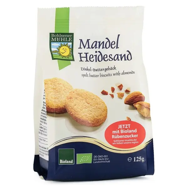 Biscuiti Bio din Faina de Grau Spelta, cu Unt si Migdale, 125g Bohlsener Muhle