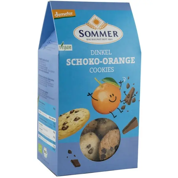 Biscuiti Bio din Grau Spelta cu Ciocolata AMaruie si Ulei de Portocale, Demeter, 150 g Sommer