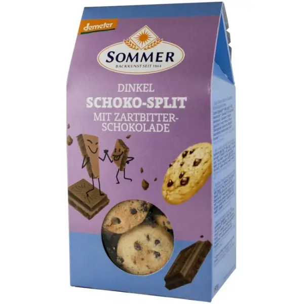 Biscuiti BIO din Grau Spelta cu Ciocolata Neagra, 150 g, Sommer