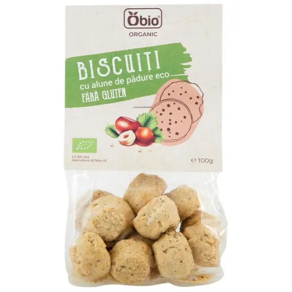 Biscuiti cu alune de padure bio 100g Obio