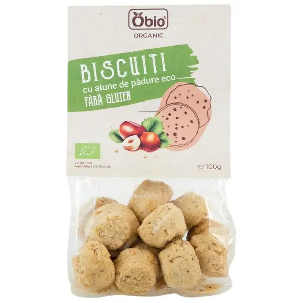 Biscuiti cu alune de padure bio 100g Obio