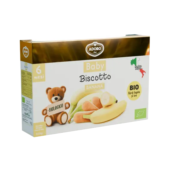 Biscuiti cu banane 6 luni+, 2 x 125g, Adoro Bimbi