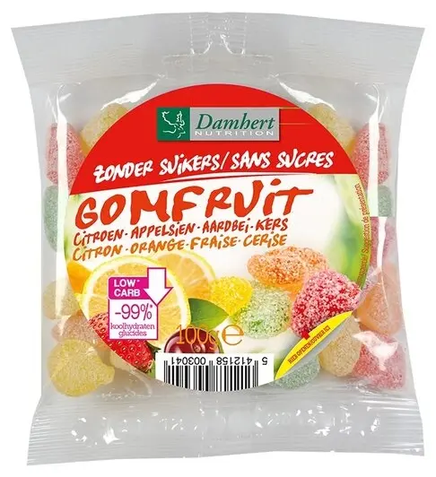 Biscuiți cu bucăți de ciocolată, fără zahăr, 90 g, Damhert