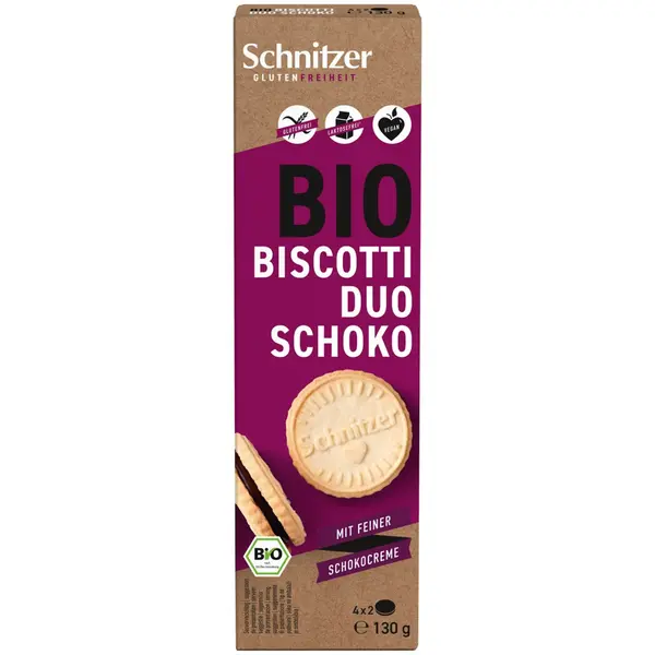 Biscuiti cu crema de cacao fara gluten, eco - 130 g