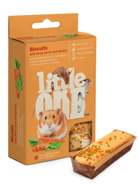 Biscuiti cu morcov si spanac pentru rozatoare mici Little One, 5 x 7g