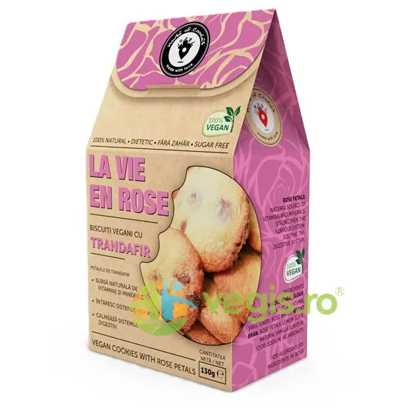 Biscuiti cu Petale de Trandafir fara Zahar Adaugat La Vie en Rose 130g