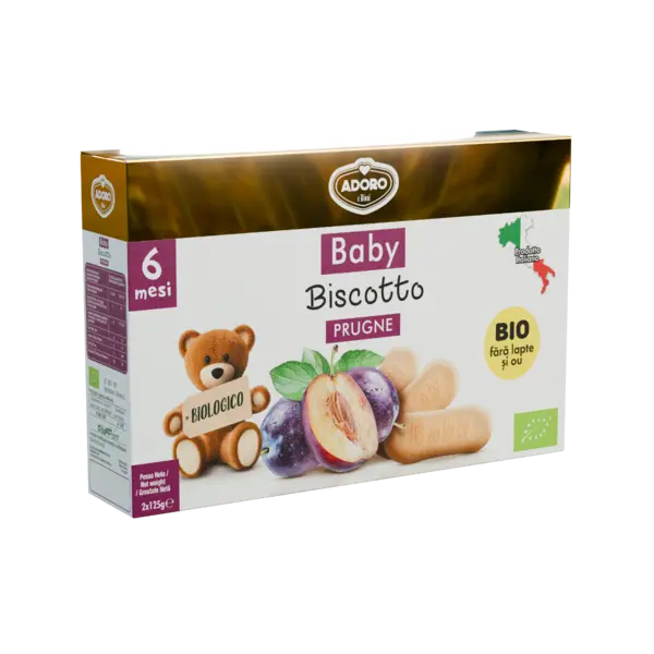 Biscuiti cu prune Bio 6 luni+, 2 x 125g, Adoro Bimbi