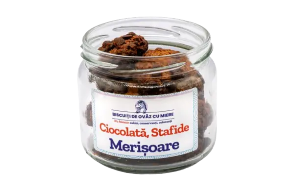 Biscuiti de ovaz cu ciocolata stafide merisoare, 145g, Ohvaz