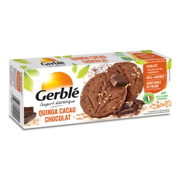 Biscuiti dietetici cu quinoa si cacao, 132g, Gerble Expert Dietetic