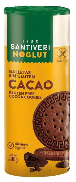 Biscuiți digestivi cu cacao Noglut, 200 g, Santiveri