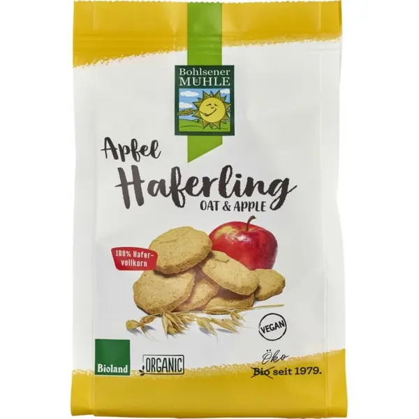 Biscuiti din ovaz cu mere vegani, eco - 125 g