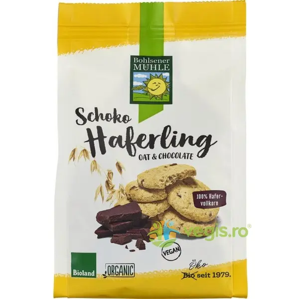 Biscuiti din Ovaz Integral cu Ciocolata Ecologici/Bio 125g