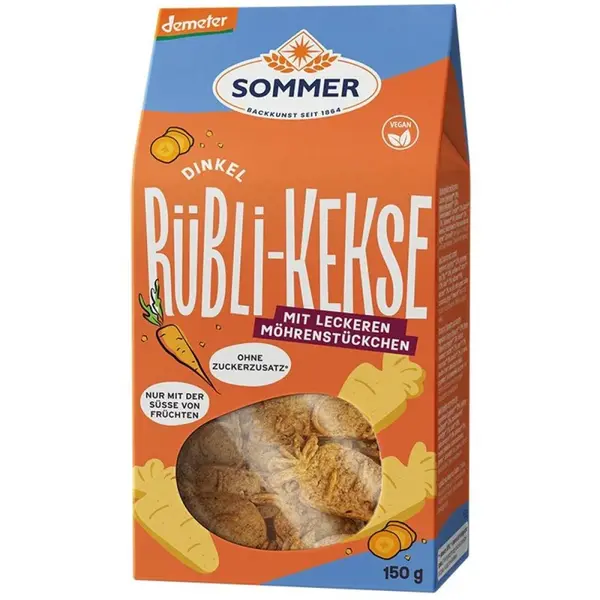 Biscuiti din Spelta fara Zahar cu Morcovi, Sommer, Vegan, 150 g