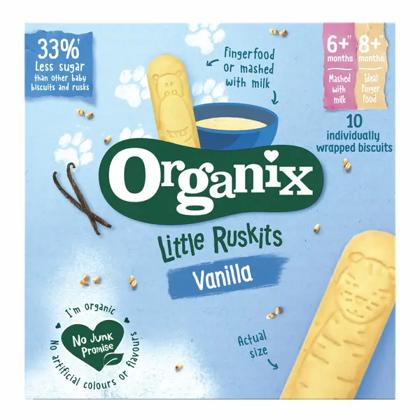 BISCUITI ECOLOGICI BIO CU VANILIE PENTRU SUGARI LITTLE RUSKITS 6+ LUNI 60G 673214