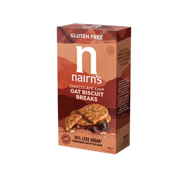 Biscuiti fara gluten din ovaz integral cu ciocolata, 160g, Nairn's