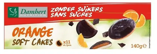 Biscuiți moi cu portocală și ciocolată, fără zahăr, 140 g, Damhert