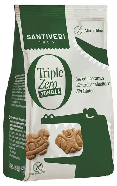 Biscuiți pentru copii Triple Zero Junglă, 120 g, Santiveri