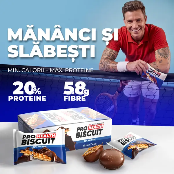 Biscuiți Proteici: 20% proteină, 40g - Cutie (12 biscuiți)