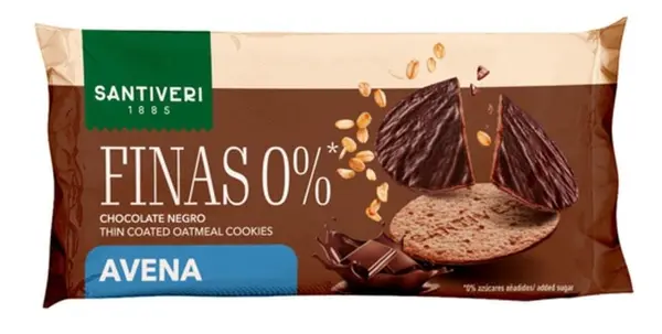 Biscuiți subțiri din ovăz cu ciocolată naturală, 88 g, Santiveri