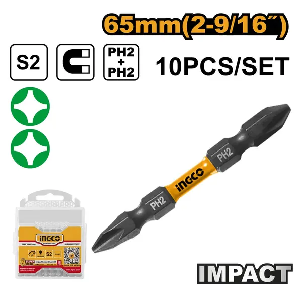 Biti PH2 + PH2 Impact 65mm Set 10buc INGCO SDBIM21PH233
