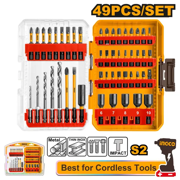 Bits Impact Set Pentru Scule pe Acumulator 49 buc INGCO AKDL24906