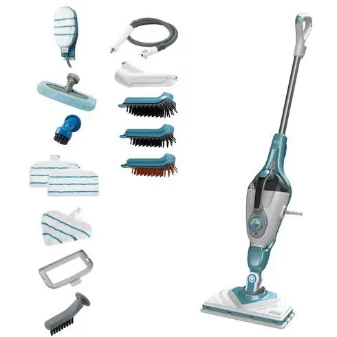 Black & Decker Aparat de curatat cu abur 2 in 1, Black & Decker BHSM1610DSM, 0.5 L, 1600 W, Alb/Albastru