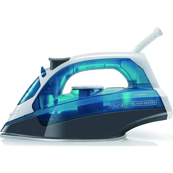 Black & Decker Fier de calcat cu abur Black+Decker BXIR2200E, Putere 2200W, Termostart reglabil, Alb-Albastru