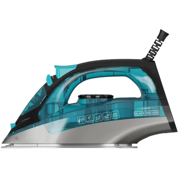 Black & Decker Fier de calcat cu abur, Black & Decker BXIR2201E, 2200 W, Steam Boost 120g/min, capacitate apa 280 ml, Albastru