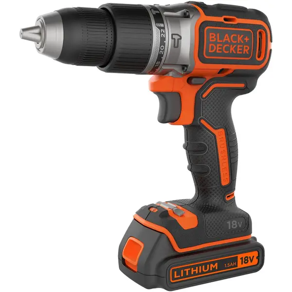 Black & Decker Masina de gaurit si insurbat pe acumulator Black & Decker BL188KB, 18V, Motor fara perii, 2 Acumulatori x 1.5Ah, Percutie ,Incarcator 400mA, Cutie Depozitare