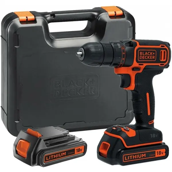 Black & Decker Masina de gaurit si insurubat Black&Decker, BDCDD186KB, 2 acumulatori LI-ION 1.5Ah 18V, cutie pentru transport