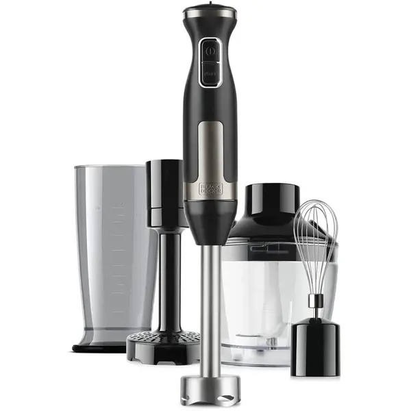 Black & Decker Set blender manual cu tije Black + Decker, BXHBA1500E, 1500W, Inox