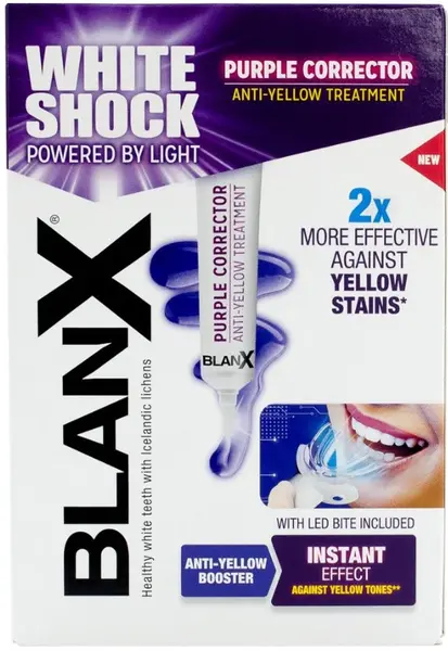 BlanX Sistem de albire a dinților White Shock Purple Corrector LED Treatment, 2 piese