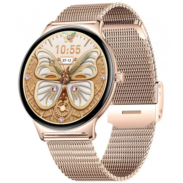 Blavec Smartwatch Blavec M01 Vesta, Ecran AMOLED 1.43, Procesor JL7013, Bluetooth, IP67, Roz/Auriu
