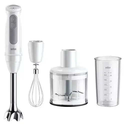 Blender de mana Braun Multi Quick 5 MQ 50236M, 1000 W, 21 viteze, Tocator 0.5 l, Tel (Alb)