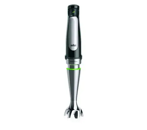 Blender de mana Braun MultiQuick 7 MQ, 1000 W, Viteza variabila, Pahar 0.6 l, Tehnologia ActiveBlade, PowerBell Plus, Sistem EasyClick Plus (Negru/Inox)