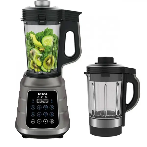 Blender de mare viteza Tefal UltraBlend Boost BL985A31, 1300 W, capacitate 2.5 L, 6 lame inox, 10 functii de gatire, functie de vacuum, 2 recipiente, tehnologie Tripl'Ax® Pro, argintiu