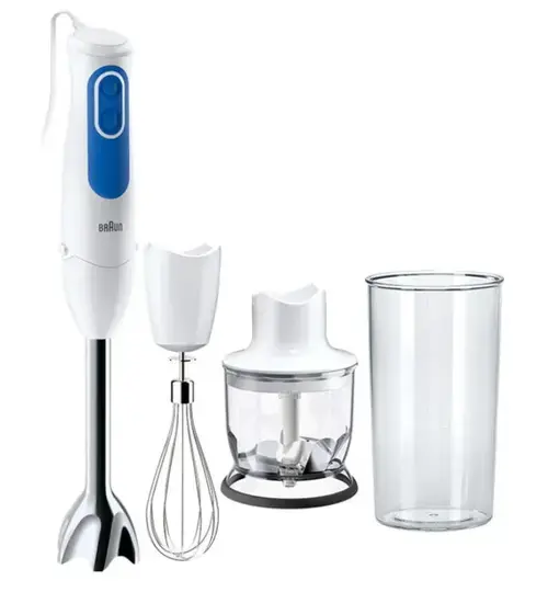 Blender vertical Braun MultiQuick Spaghetti MQ3025, 700 W, 0.35 l si 0.6 l, chopper, tel (Alb/Albastru)