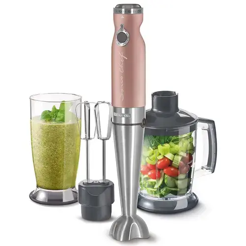 Blender vertical Sencor 4in1 SHB5605RS-E, 1200 W, 20 viteze, Pahar 800 ml, Tocator 250 ml (Roz)