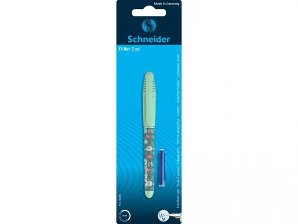Blister stilou + rezerva cerneala pentru incepatori, model Schneider Zippi Vernil