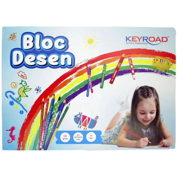 Bloc de desen A3 Keyroad, 16 file, 120 g mp