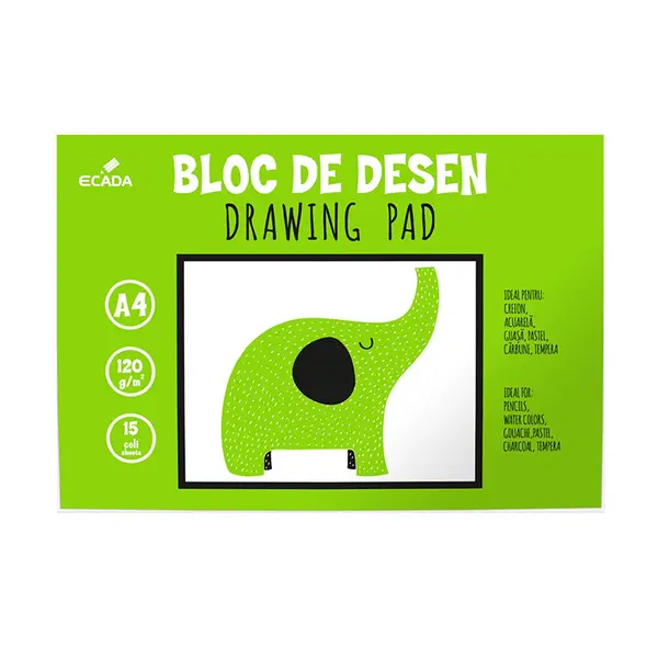 Bloc de desen A4, 15file, 120g/mp, Ecada