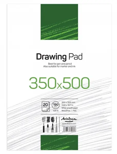 Bloc de desen Drasca Drawing Pad - 20 foi, 35 x 50 cm