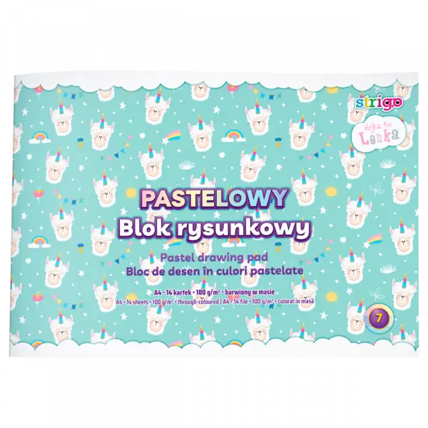 Bloc de desen Strigo A4, 14 file, 100g, culori pastel